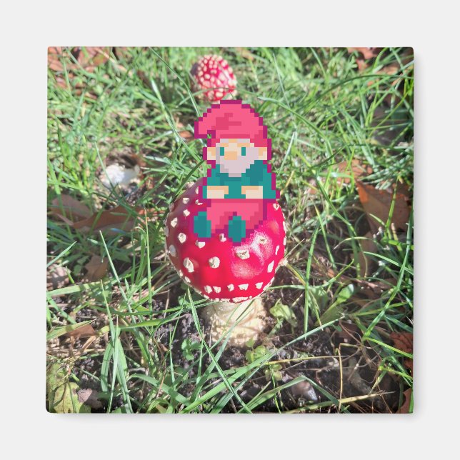 Red mushroom, gnoom pixelart, Pixel Art  Magnet (Vorne)