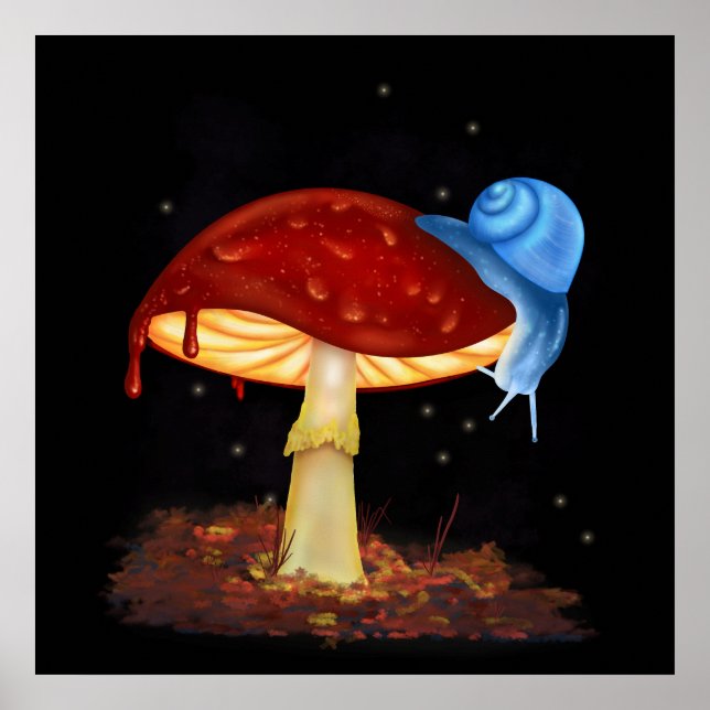 Red Mushroom Illustration Poster (Vorne)
