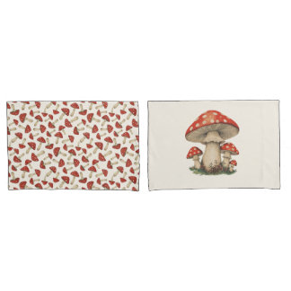 Red Mushroom Pattern - Retro Cottagecore Set of 2 Kissenbezug