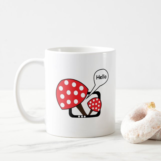 Red Mushroom Sprichwort Hello from Television Kaffeetasse (Mit Donut)
