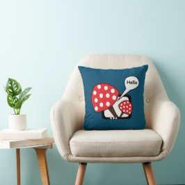 Red Mushroom Sprichwort Hello from Television Kissen