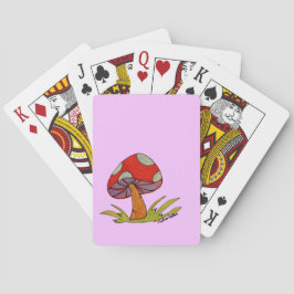 Red Mushroom with light purple background Tote Spielkarten