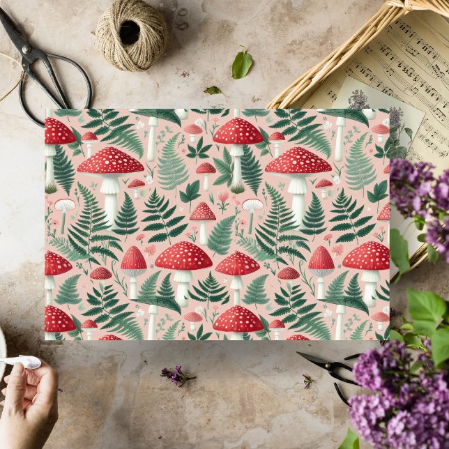 Red Mushrooms Decoupage Seidenpapier (Cottagecore Red Mushrooms Decoupage Tissue Paper
)