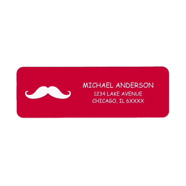 Red Mustache Valentine Rücksendeadressen-Aufkleber (Vorne)