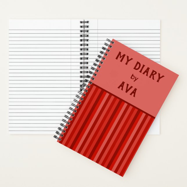 Red My Diary by Me Striping Journal Notizbuch (Innen)