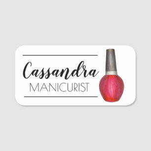 Red Nail Polnisch Flasche Beauty Manicurist Künstl Namensschild