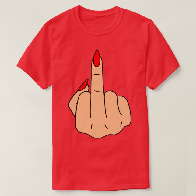 Red Nails Middle Finger T-Shirt (Design vorne)