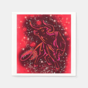 Red Napkins Bull rennt in der Starry Night Serviette