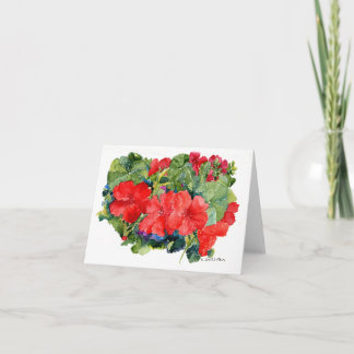 Red Nasturtiums H2O-Farbe gefaltet Danke Karte
