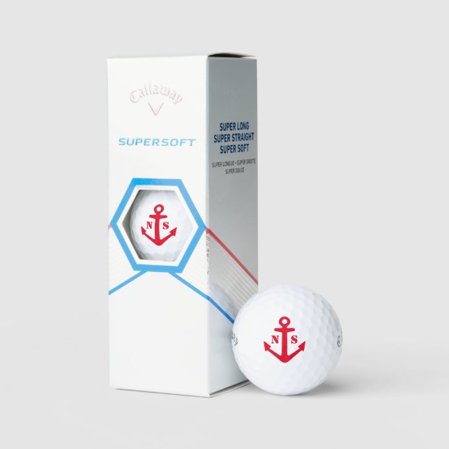 Red nauanker benutzerdefiniertes Monogramm Super w Golfball (Verpackung)