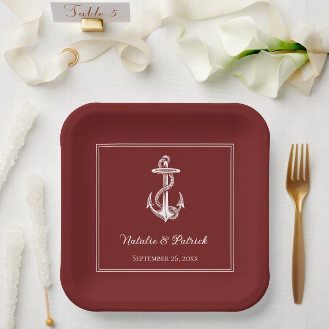 Red Nautical Anchor Wedding Paper Teller (Hochzeit)