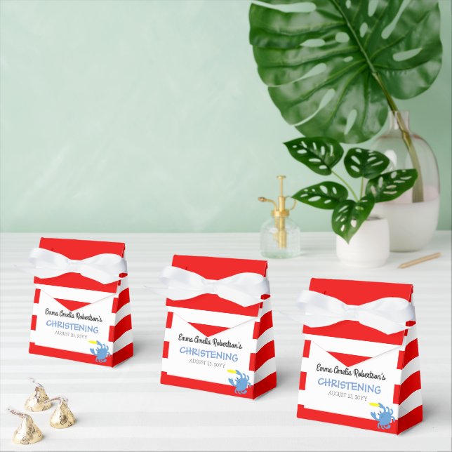 Red Nautical Blue Crab Baby Taufe Christening Geschenkschachtel (Zahlreiche)