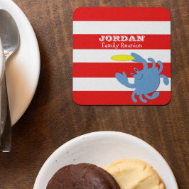 Red Nautical Blue Crab Personalisiert Rechteckiger Pappuntersetzer