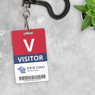Red Navy Add Your Logos & Bar Code Besucher Ausweis