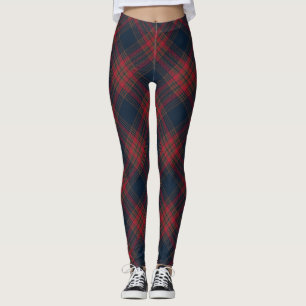 Red Navy Blue Rauten Tartan Kariertes Muster Leggings