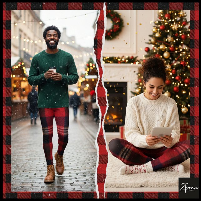 Red Navy Buffalo Plaid Flannel Tartan Leggings (Von Creator hochgeladen)