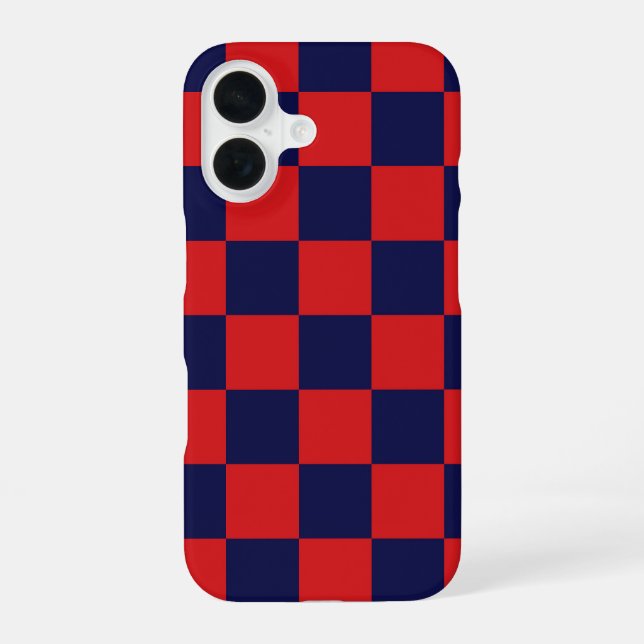 Red & Navy Checkerboard Phone Case iPhone 16 Hülle (Rückseite)