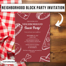 Red Neighborhood Fun Block Snack Party