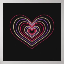 Red Neon Heart Wall Art Poster