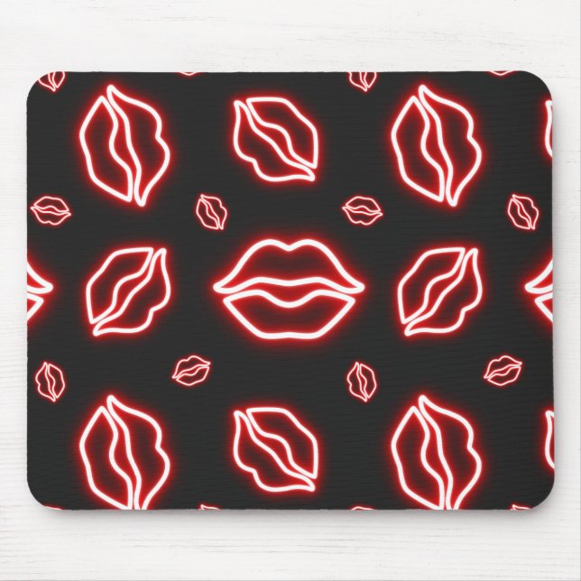 Red Neon Kiss Mousepad (Vorne)