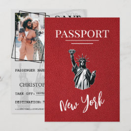 Red New York City Passport Save the Date