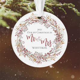 Red Newlywed 1. Weihnachten als Mr. and Mrs. Foto Ornament