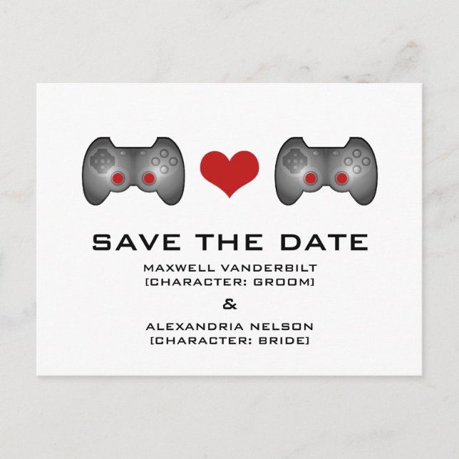 Red Niedlich Gamer Save the Date Postcard Ankündigungspostkarte (Vorderseite)