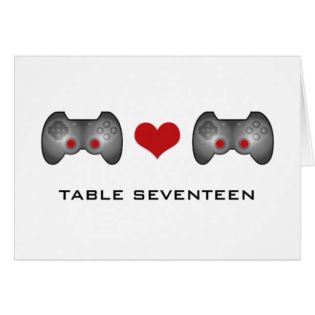 Red Niedlich Gamer Tischnummer Card (Vorderseite (Horizontal))