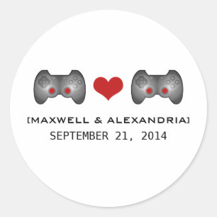 Red Niedlich Gamer Wedding Stickers
