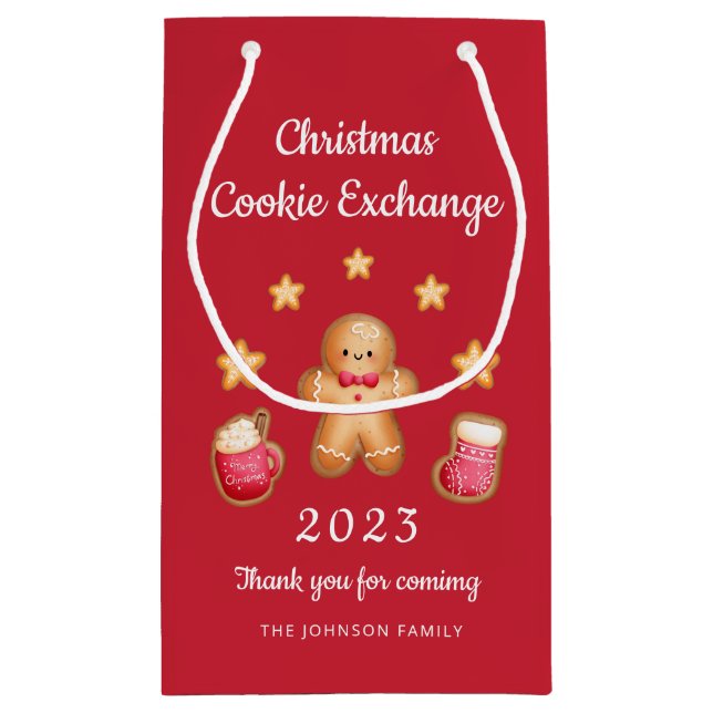 Red Niedlich Gingerbrot Mann Weihnachtskochbörse Kleine Geschenktüte (Rückseite)