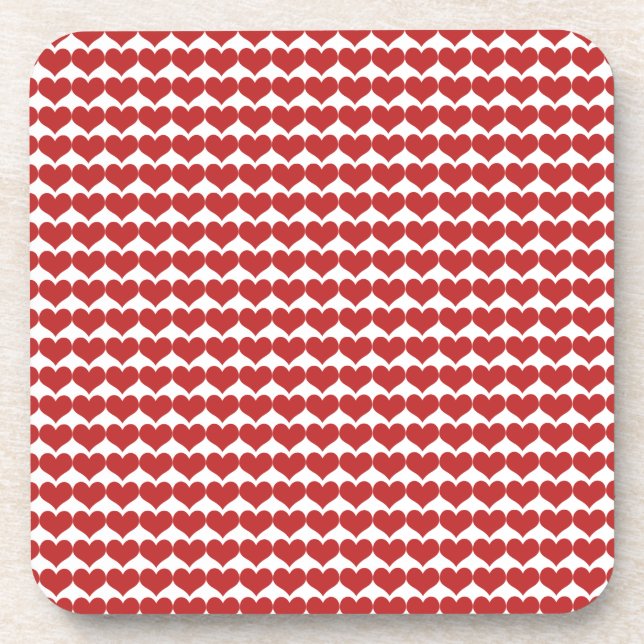 Red Niedlich Hearts Pattern Untersetzer Set (Vorderseite)