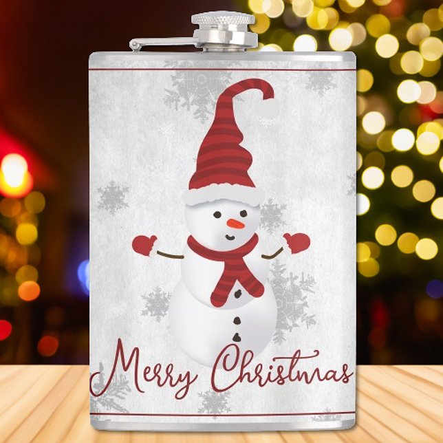 Red Niedlich Snowman Holiday Flask Flachmann (Red Cute Snowman Holiday Flask)