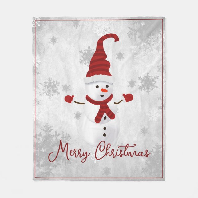 Red Niedlich Snowman Holiday Fleece Blanket (Vorderseite)
