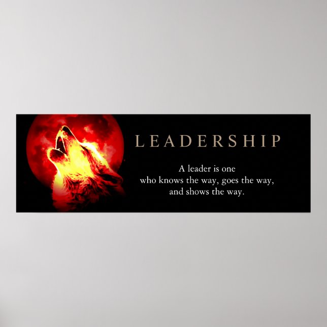 Red Night Fullmoon Leadership Wolf Poster (Vorne)