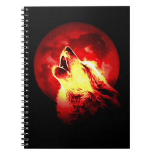 Red Night & Howling Wolf Portrait-Notebook Notizblock