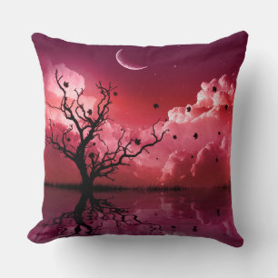 Red Night Sky Reflection Landschaftlich Throw Kiss Kissen