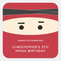 Red Ninja Birthday Party Label
