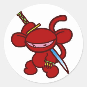 Red Ninja Claw-No Words Runder Aufkleber