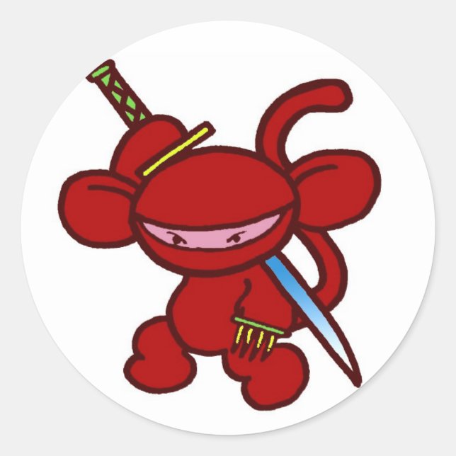 Red Ninja Claw-No Words Runder Aufkleber (Vorderseite)