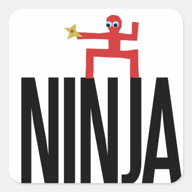 Red Ninja Quadratischer Aufkleber (Vorderseite)