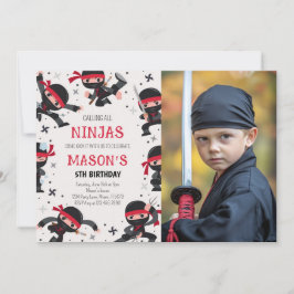 Red Ninja Warrior Martial Arts Birthday Foto Einladung