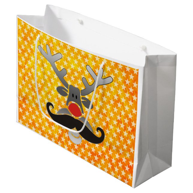 Red Noise mit Mustache + Ihre Idee Große Geschenktüte (Vorderseite Schrägansicht)