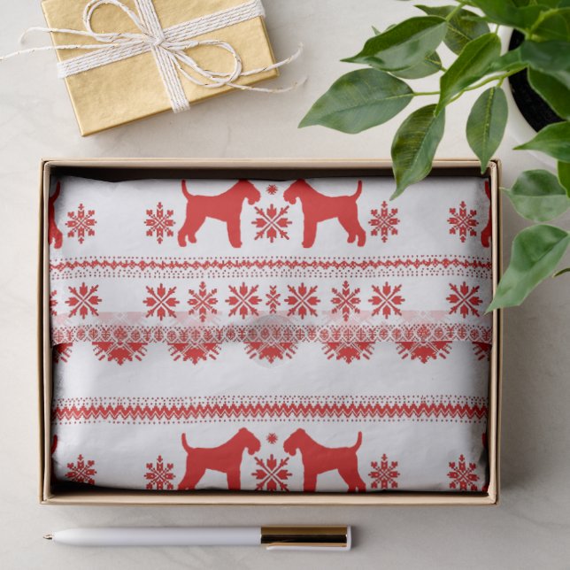 Red Nordic Airedale Terrier Dog Christmas Seidenpapier (Geschenk)