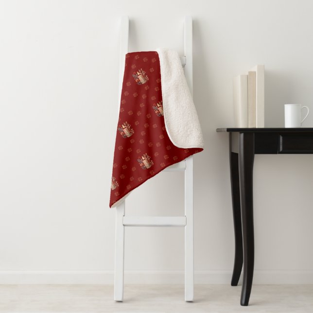 Red Nordic Candle und Snowflake Weihnachtsmuster Sherpadecke (Beispiel)
