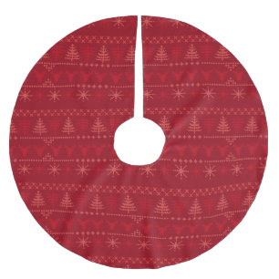 Red Nordic Christmas Pattern Treppenhaut Polyester Weihnachtsbaumdecke