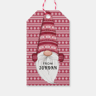 Red Nordic Gnome Personalisiert Geschenkanhänger