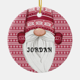 Red Nordic Gnome Personalisiert Keramik Ornament
