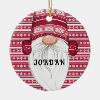 Red Nordic Gnome Personalisiert Keramik Ornament