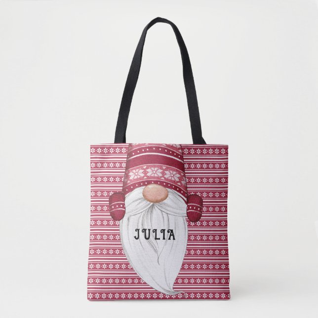 Red Nordic Gnome Personalisiert Tasche (Vorderseite)