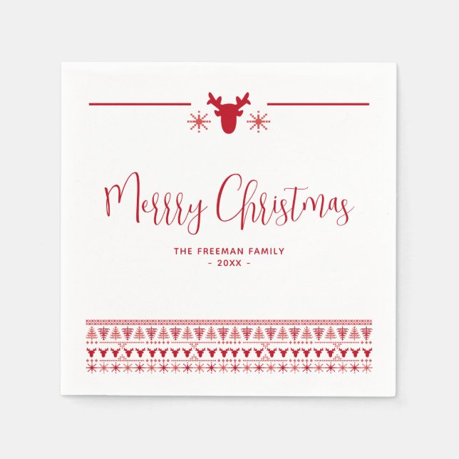 Red Nordic Merge Weihnachtsfeier Napkins Serviette (Vorderseite)
